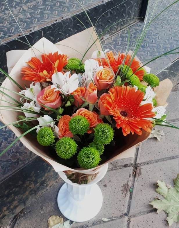 Букет цветов из: Герберы, Хризантемы, Альстромерии и Розы в Тамбовке