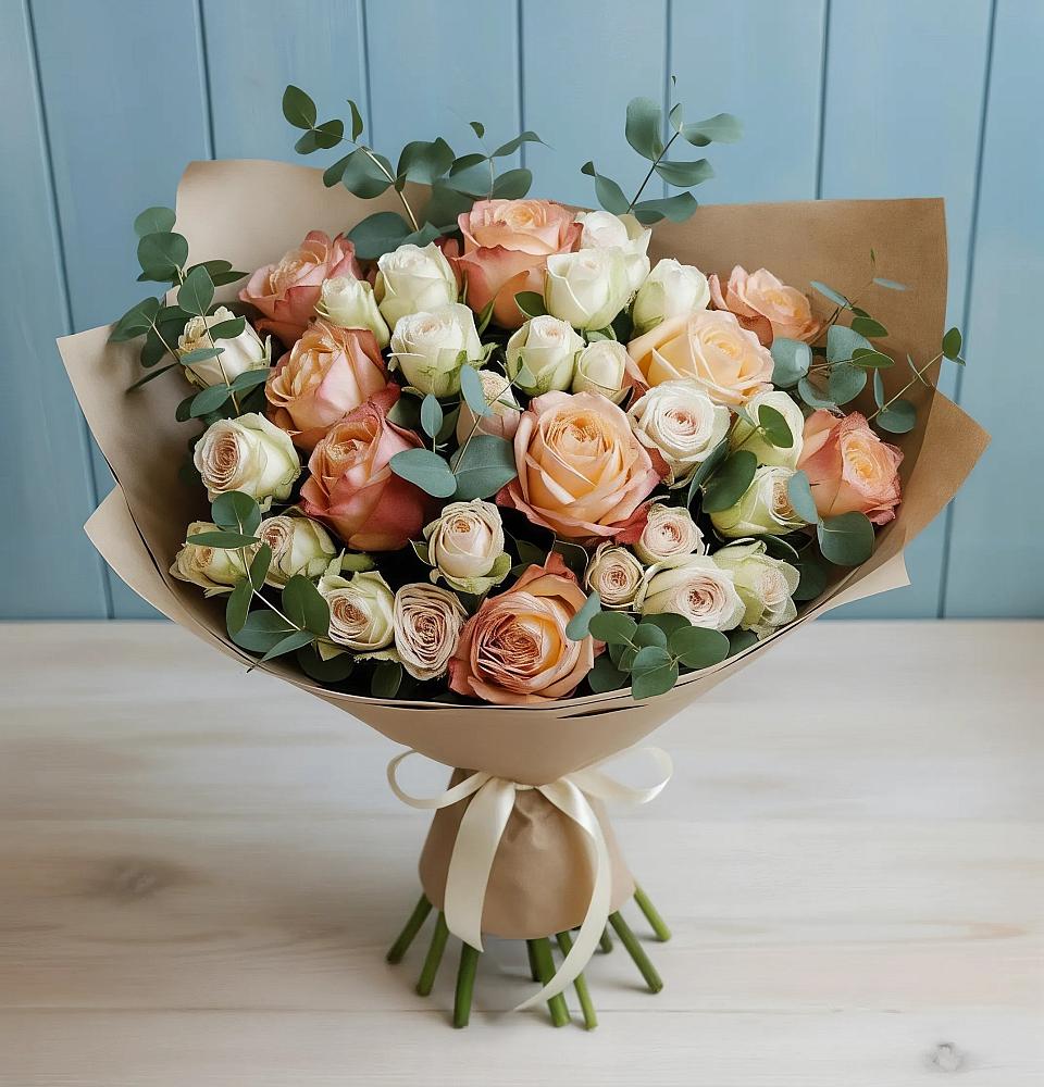 Букет цветов из: Альстромерии и Розы в Тамбовке