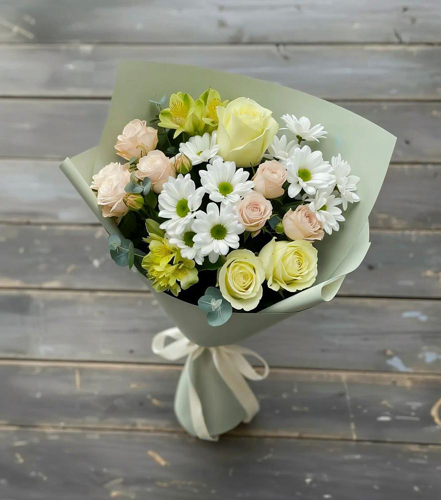 Букет цветов из: Альстромерии, Розы и Хризантемы в Тамбовке