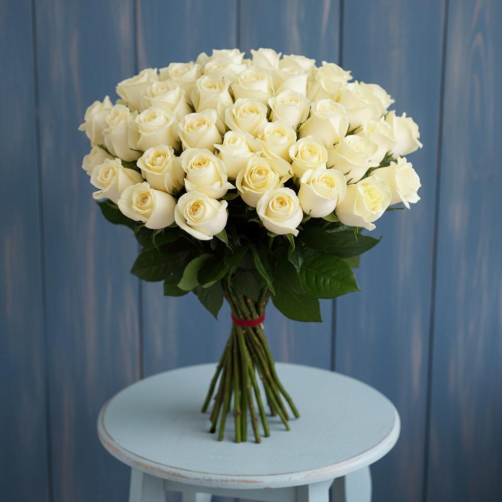 Букет 51 Белая роза Эдлесс Лав в Тамбовке