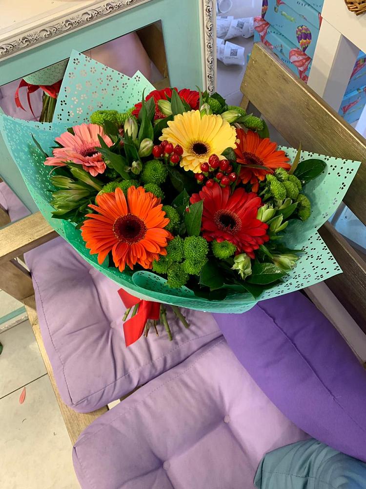 Букет цветов из: Герберы, Хризантемы и Альстромерии в Тамбовке