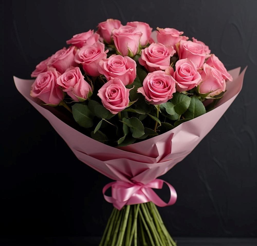 Букет 25 розовых роз в Тамбовке