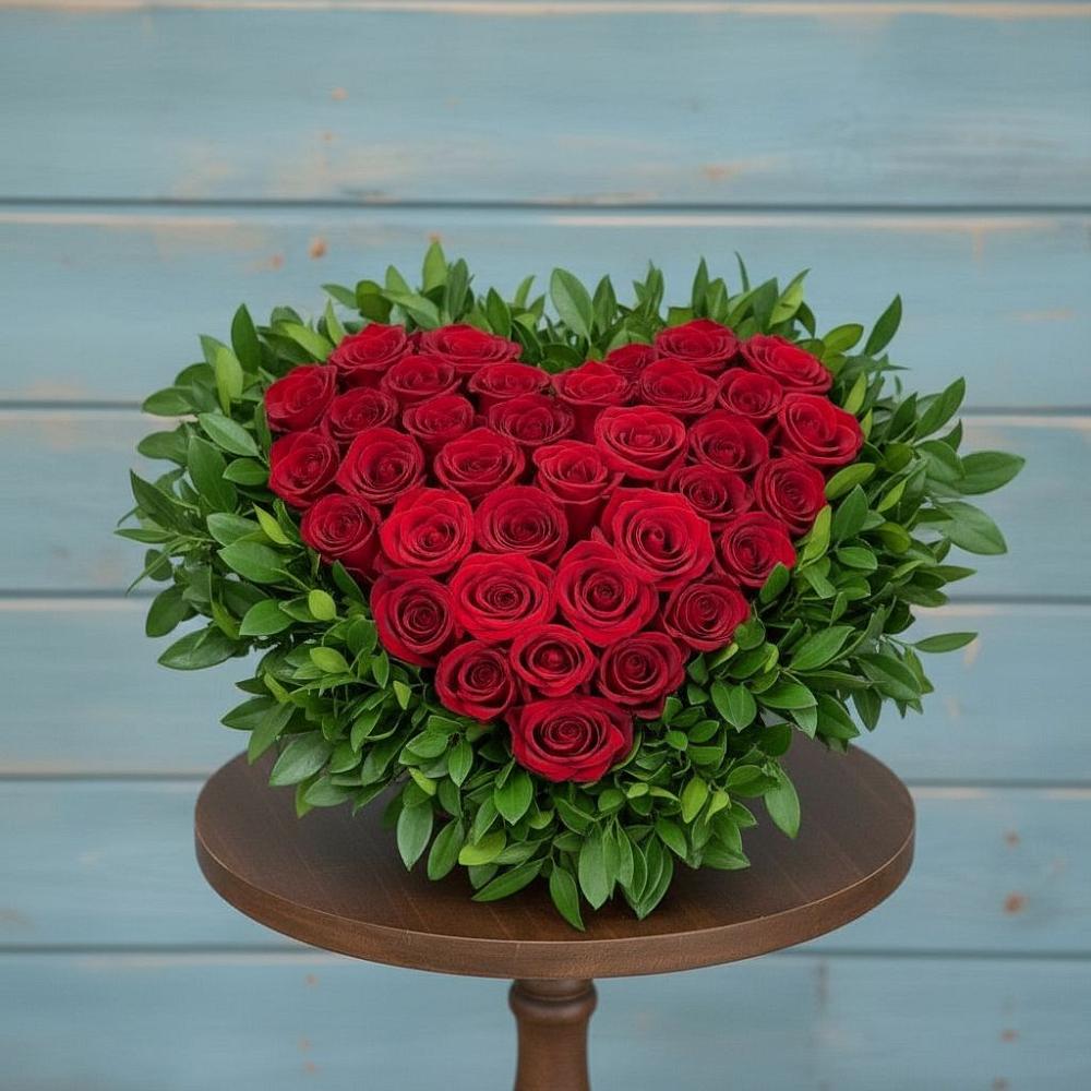 Цветочная композиция из Розы в виде сердца в Тамбовке