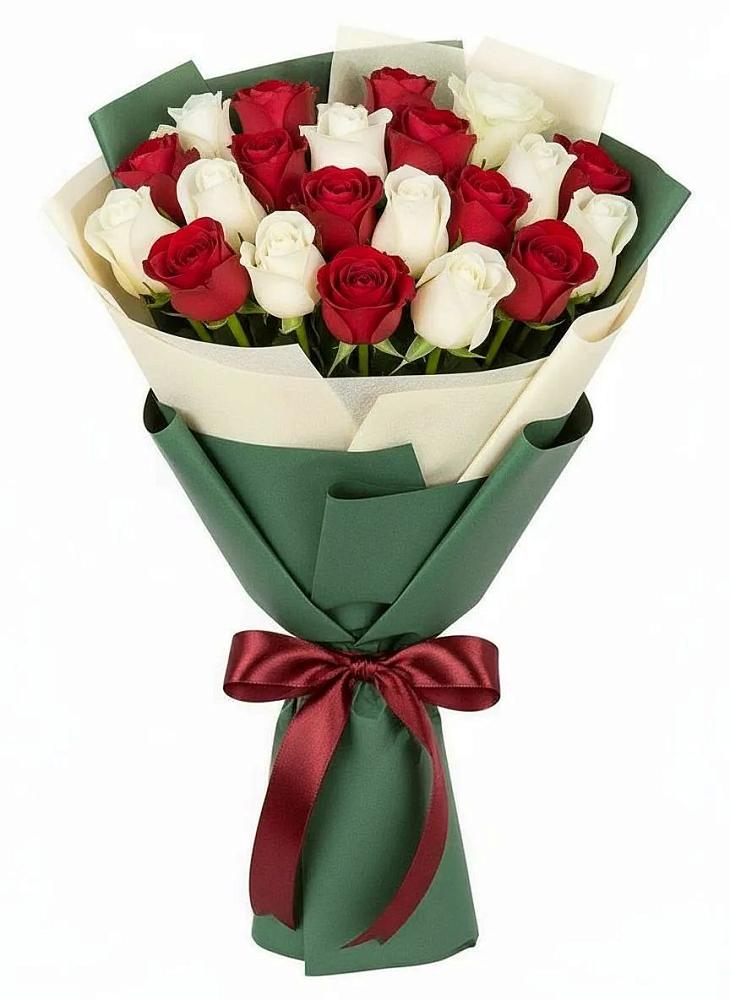 Букет Микс из красных и белых роз в Тамбовке