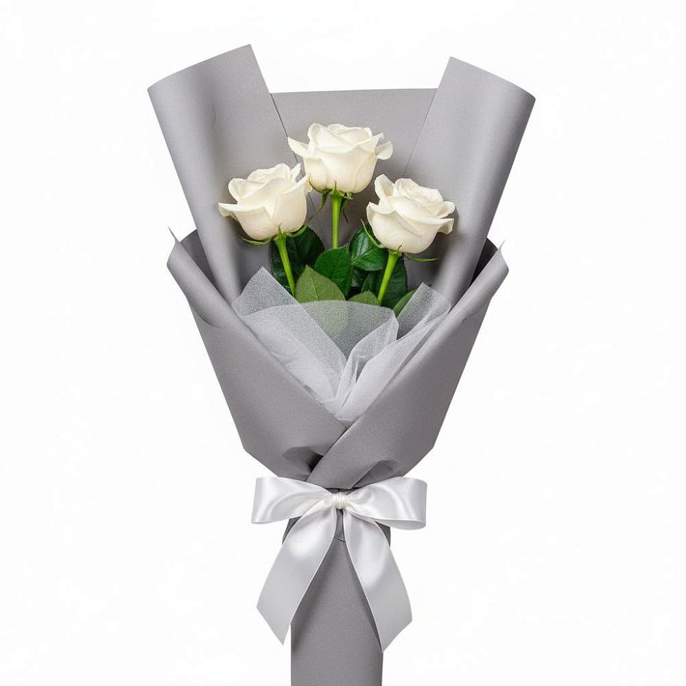 Букет 3 белые розы в Тамбовке