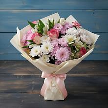 Букет цветов из:  Хризантемы, Альстромерии и Розы в Тамбовке