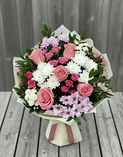 Букет цветов из:  Альстромерии, Гвоздики, Розы и Хризантемы в Тамбовке