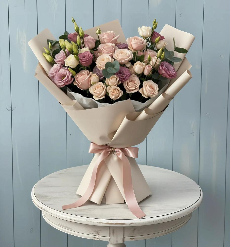 Букет цветов из: Розы и Лизиантусы в Тамбовке