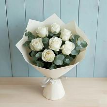 Букет Белые розы в Эвкалипте в Тамбовке