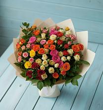 Букет Микс из разноцветных кустовых роз в Тамбовке