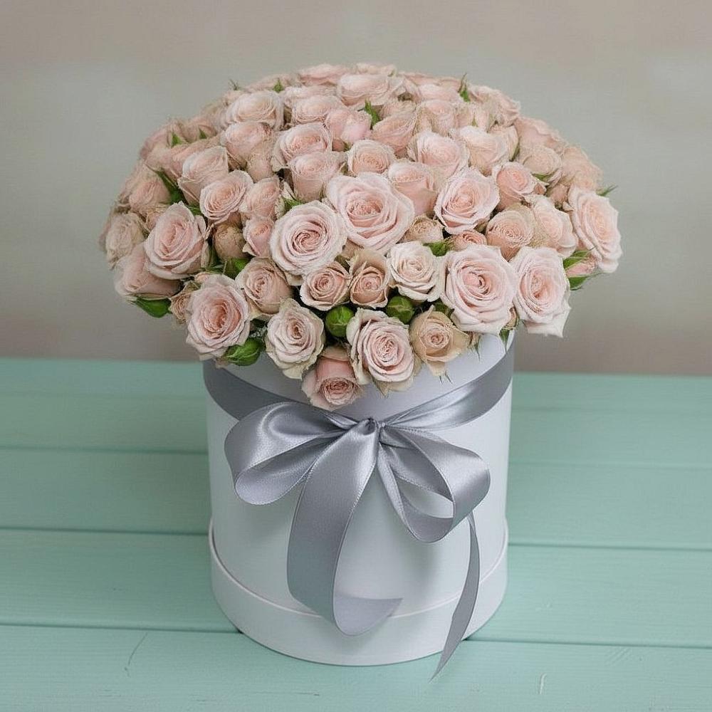 Цветочная композиция из Розы в шляпной коробке в Тамбовке